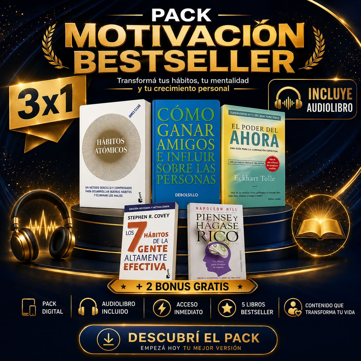 Pack Motivación Bestseller 3x1 + 2 Libros de Regalo